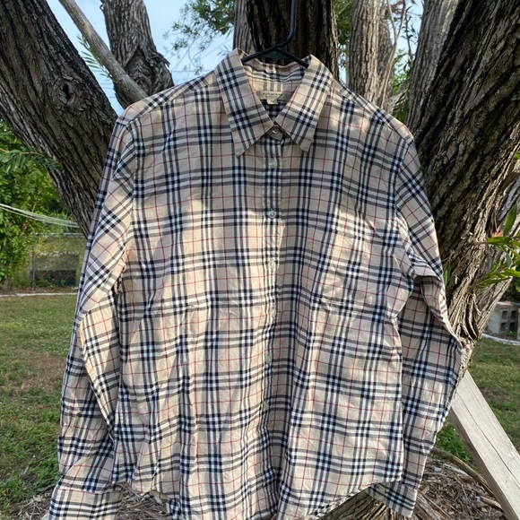 burberry nova check button up